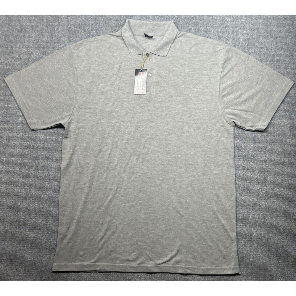 Regal Wear Polo Shirt Mens 3XL Gray Solid 90's Y2K Short Sleeve Cotton New VTG